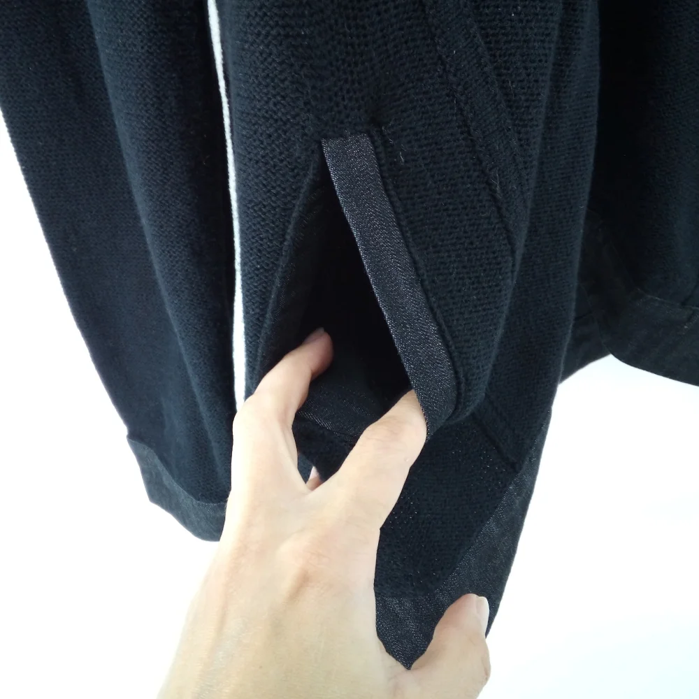 Allison Daley 100% Cotton Black Knit Denim Trim Full Zip Light Jacket L